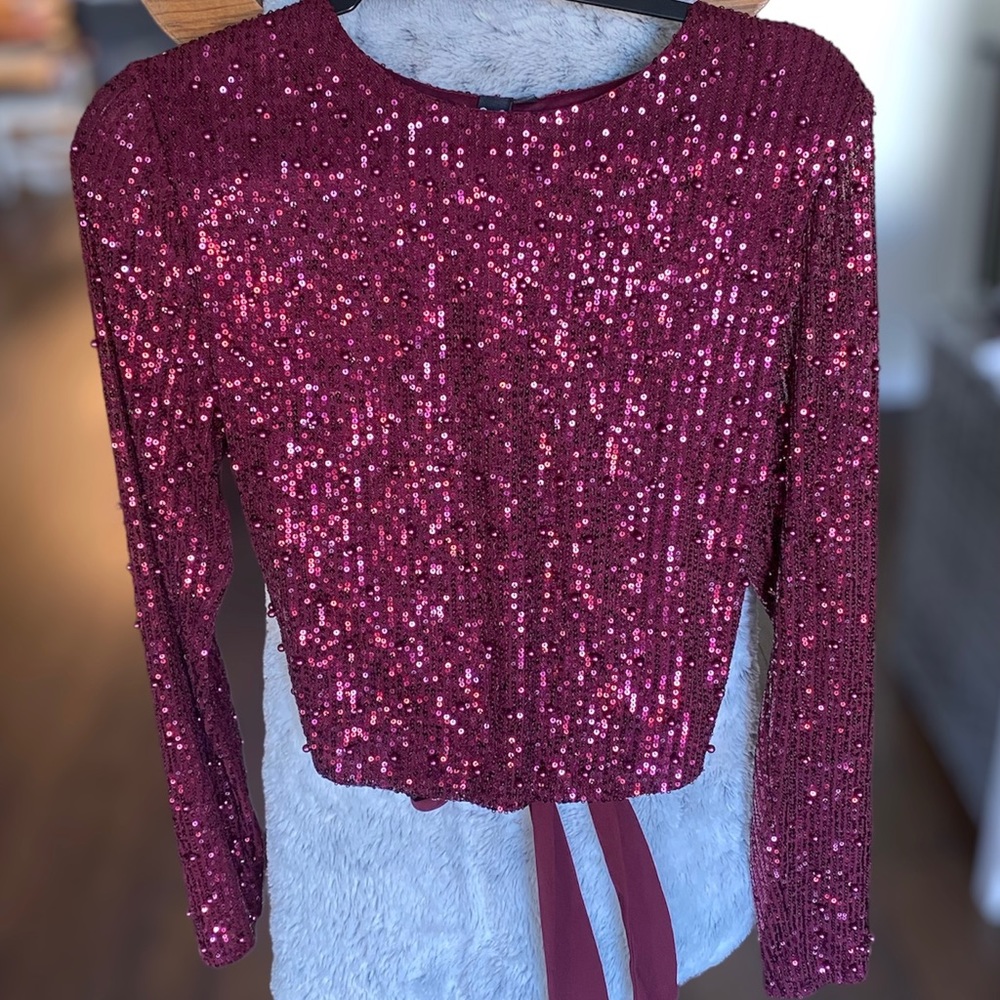 pretty sequin crop shirt
